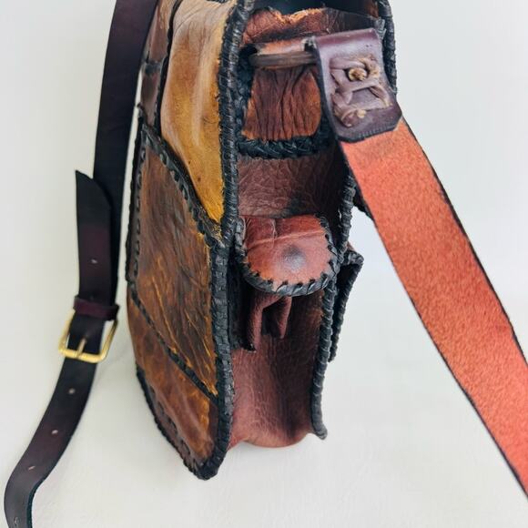 Mark Tigon Western Crossbody Bag‎ Tooled Leather Brown Equestrian Purse Distress - Picture 9 of 15